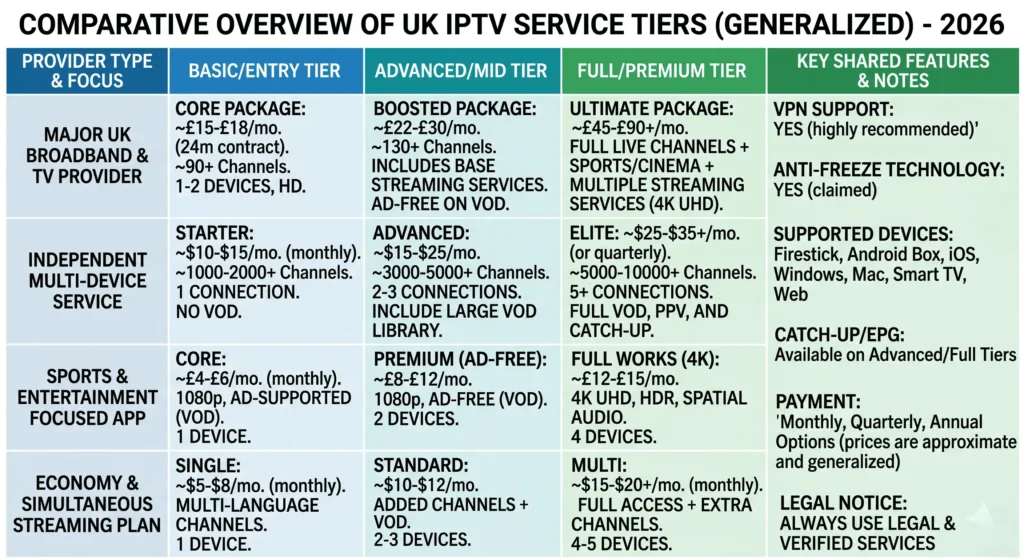 Best IPTV Provider UK: 7 Proven Services for 2026 2 best iptv provider uk comparison tiers features 2026