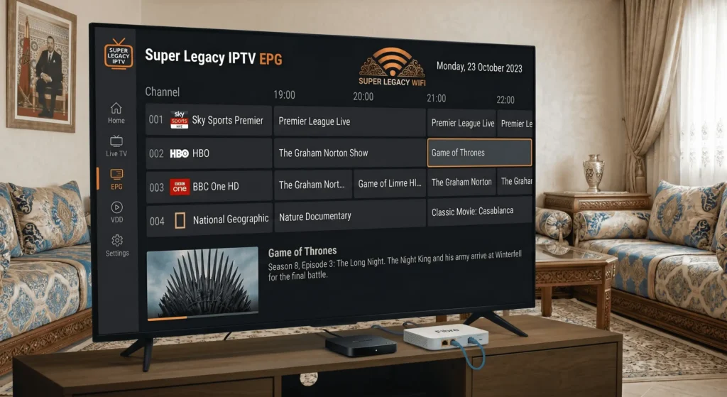 Super Legacy IPTV: 7 Proven Tips for Better TV 8 Super Legacy IPTV streaming setup showing a digital multimedia device connected to fibre broadband