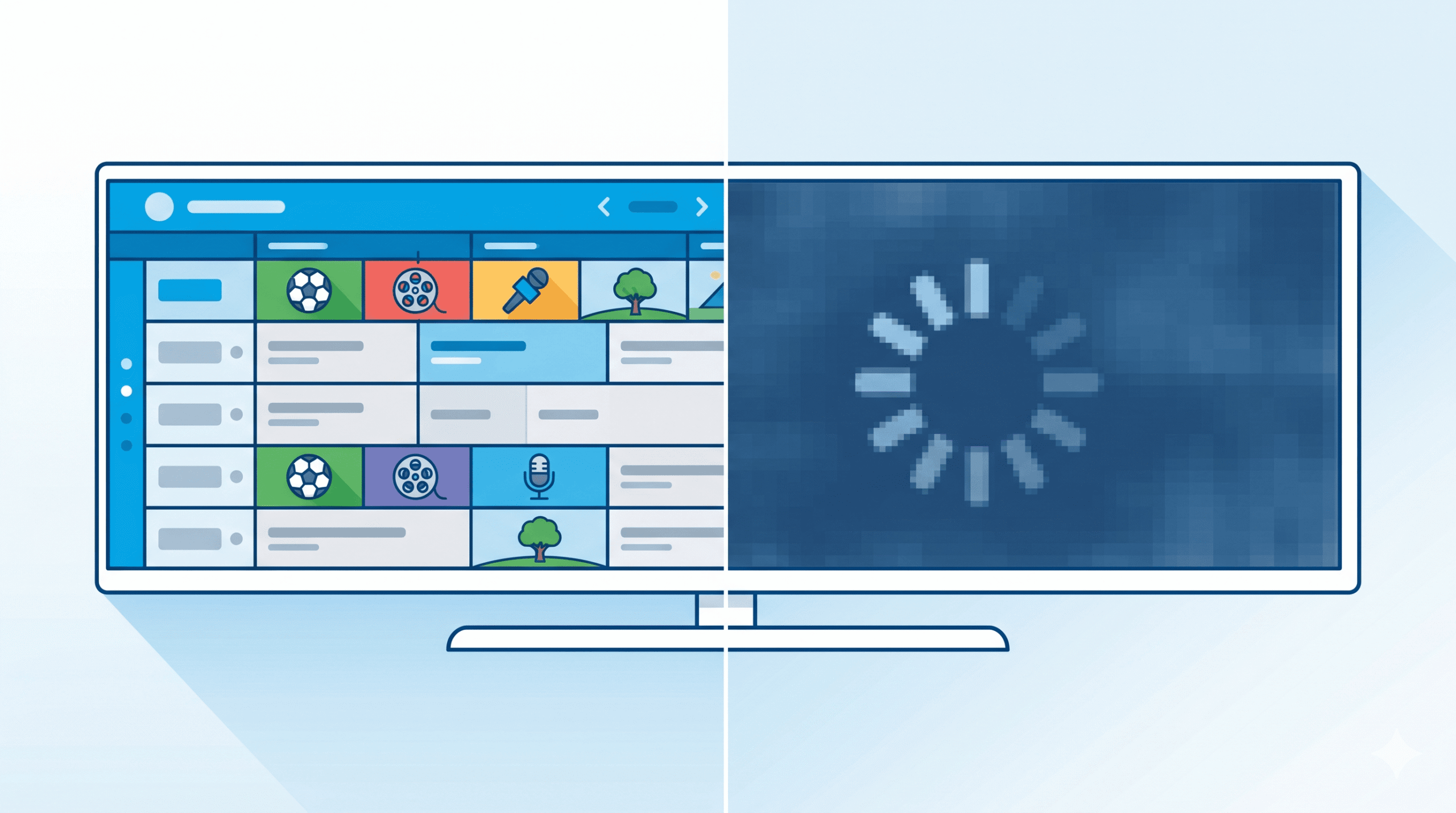A side-by-side comparison illustration showing a 
strong iptv trial experience versus a poor one for 
UK viewers